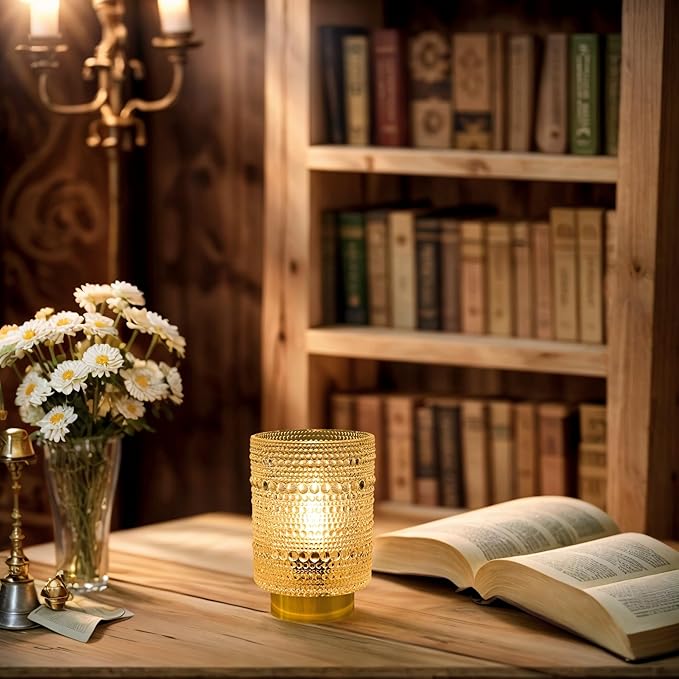 Battery Operated Lamp with Auto-Off Timer, Cordless Table Night Light for Bedroom & Entryway, Portable LED Lamp for Home, Outdoor, Camping No Battery Included (Pearl Design-White)