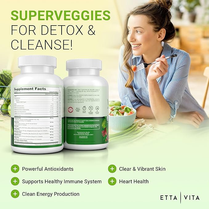 (120 Chews) Fruits and Veggies Supplement - Super Greens Gummies (9 Superfruits & 30 Veggies) Mushrooms, Fruit and Vegetable Vitamins, Non-GMO, Pectin-Based, Gluten-Free, No Capsules