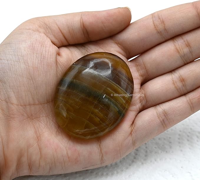 Amazing Gemstone Fluorite Crystals and Healing Stones - Large Palm Stone Crystals Piedra - Crystal for Good Luck, Balanced Positive Energy, Meditation - Unique Stocking Stuffers, Gifts for Women, Men