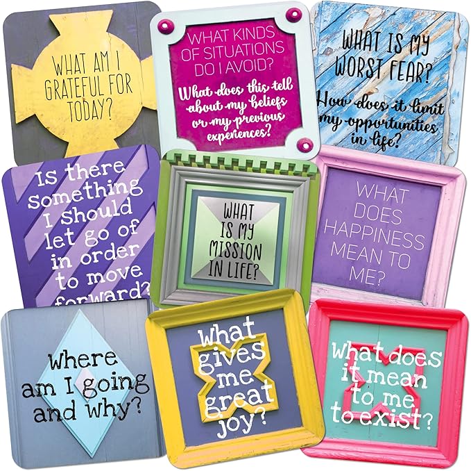 Sunny Present Empowering Questions Cards - 52 Self Care Cards for Mindfulness & Meditation, Writing, or Any Other Process You Choose - The Original Deck