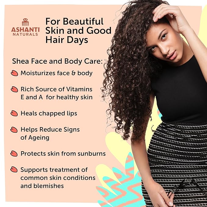 Ashanti Naturals Creamy Yellow Shea Butter Body Butter | Grade A, 100% Natural African Raw Shea Butter for Dry Skin, Face and Hair (8oz)