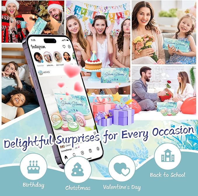 Shower Steamers Aromatherapy 8 Pack - Gifts for Women, Shower Bombs with Essential Oils, Self Care and Stress Relief Stocking Stuffers, Relaxation Birthday Gifts for Women and Men