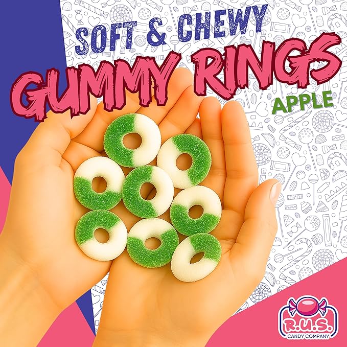 Apple Ring Gummies 4.5 lbs Bulk Bag – Fruity Gummy Candy – Fresh, Soft & Chewy – Party, Snack, Candy Buffet – by RUS Candy Company (Apple)