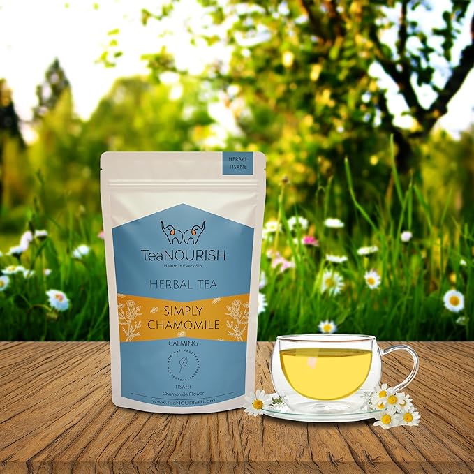 TeaNOURISH Simply Chamomile Herbal Tea | CAFFEINE-FREE | Calming & Relaxing Chamomile Sleep Tea | 100% NATURAL | Brew Hot or Iced Tea - 1.76oz/50g