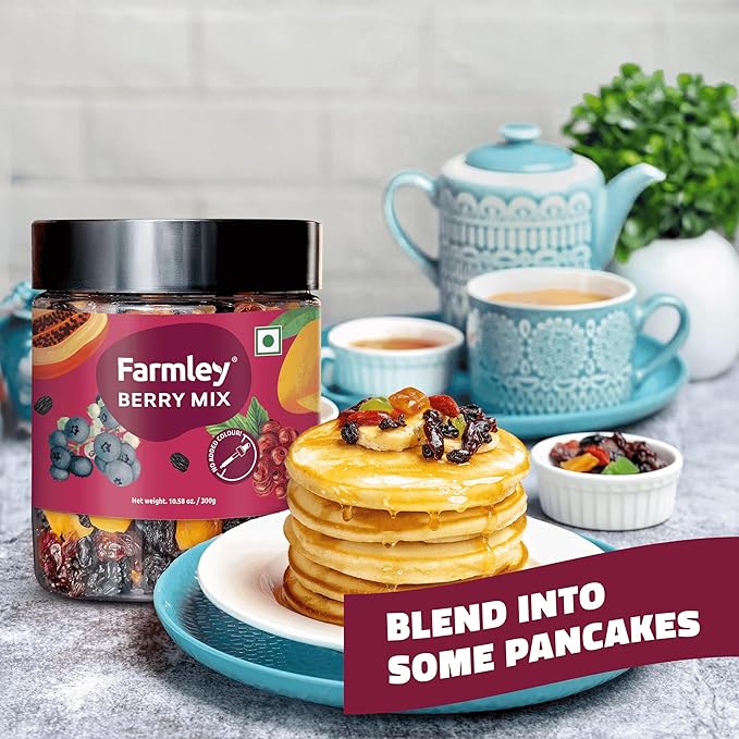 Farmley's Berry Mix | 8-in-1 Mixed Berries | Black Raisin, BlackCurrant, Peach, Papaya, Mango, Blueberry, Strawberry, Cranberry | 10.5 oz