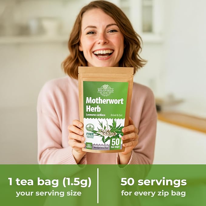 50 Bags Motherwort Tea Dried Motherwort Herb (Leonuri Herba) - 50 Tea Bags 1.5g Leonurus