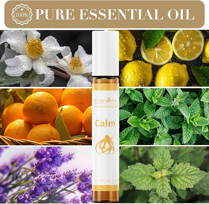 Aromatherapy Essential Oil Roll On Blend Relaxation Gift for Women, Natural and Pure Essentail Oils with Travel Size Roller Ball Bottle (Calm, 1)