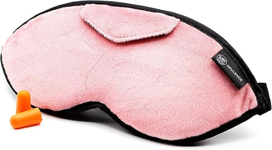 Dream Essentials Opulence Micro Plush Sleep Mask with Soft Foam Earplugs (Peacefully Pink)