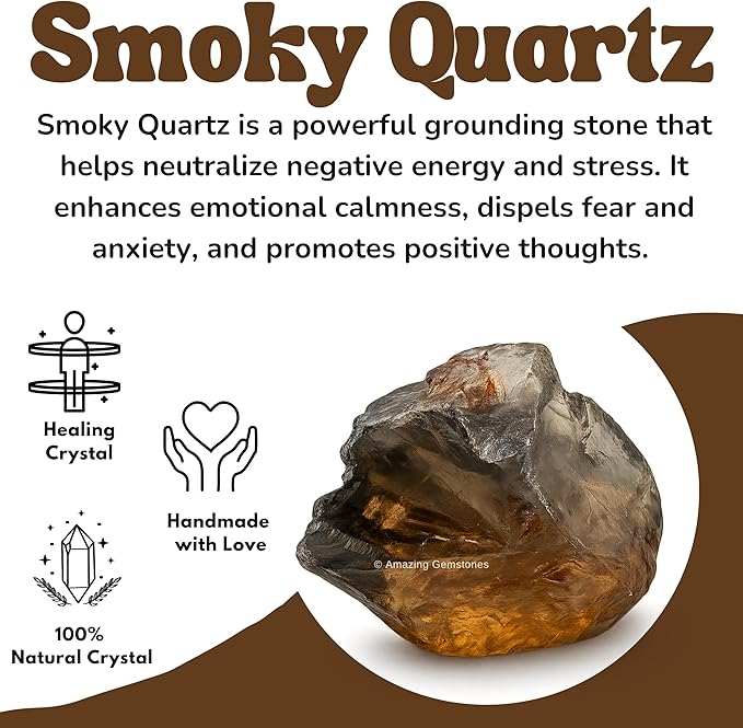 Amazing Gemstone Smoky Quartz Raw Crystals and Healing Stones, Natural Rocks for Tumbling and DIY Raw Stones and Crystals (5 Pieces)