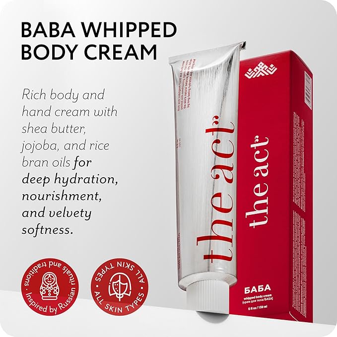 The Act BABA Whipped Body Cream – Deep Moisturizing Natural Shea Butter Hand & Body Lotion for Women & Men, Soothes Dry Skin, Nourishes & Restores, Gift for Sensitive Skin, 5 Fl Oz