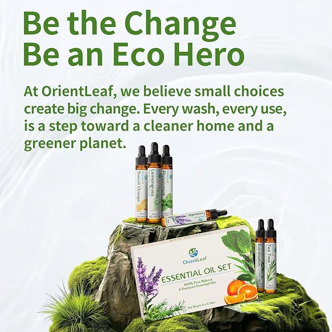 Essential Oils Set for Diffusers, Christmas Essential Oils Gifts for Women, Aromatherapy Stocking Stuffers, Lavender, Eucalyptus, Lemongrass, Sweet Orange, Peppermint, Tea Tree (6x10ml)