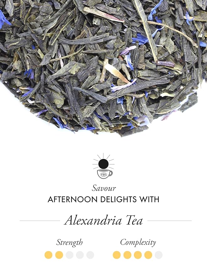 TWG Tea | Alexandria Tea | Green Tea | Mint & Corn Flowers | 15 Hand Sewn Cotton Teabags | Gift Set
