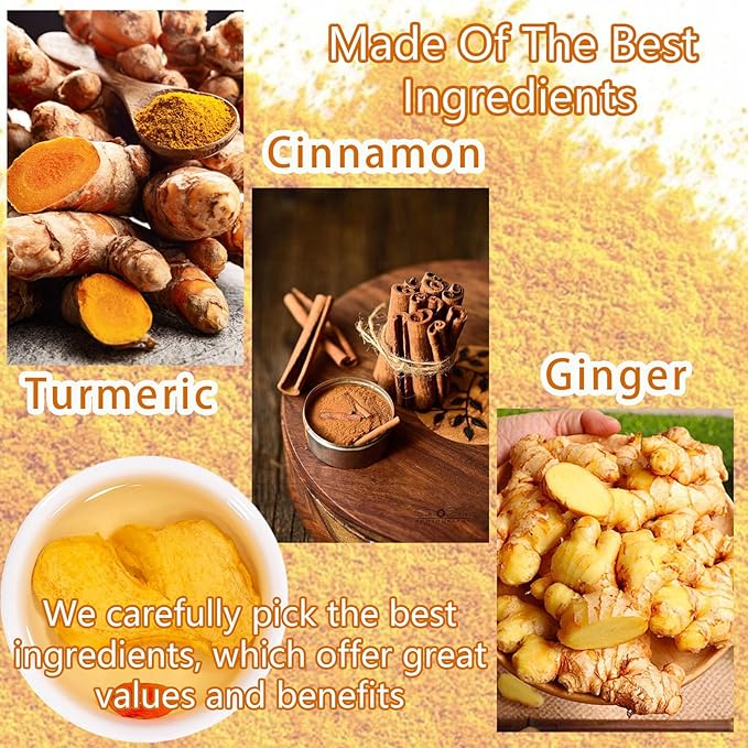 Turmeric Ginger Cinnamon Tea - 150 Teabags Premium Turmeric Ginger Herbal Tea, Curcuma Teas Bag Hand-made Blend of Turmeric&Ginger&Cinnamon, 100% Natural & No Additives & Caffeine Free (150 Count)