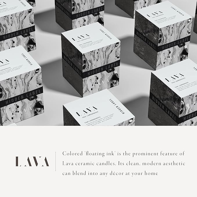 Hidden Label Scented Soy Candles, Large Candle 12oz Thai Lemongrass Ceramic Jar Lava Collection, Gorgeous Gifts for Birthday Thanksgiving Christmas