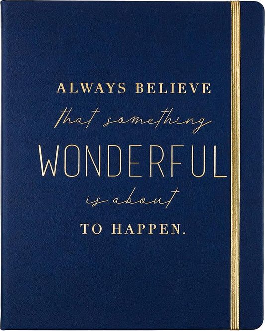 Eccolo Large Lined Journal Notebook, Flexible Cover, Writing Journal, 256 Ruled Ivory Pages, Ribbon Bookmark, Lay Flat, Desk Size for Work or School, Size 8X10, Always Believe