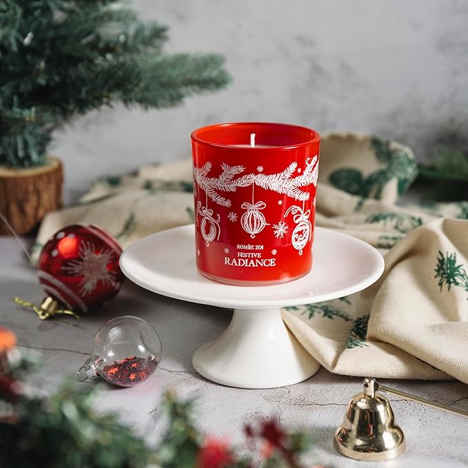ROMIIE ZOI Christmas Scented Jar Candle - 6oz Soy Wax Candle - Festive Radiance Infused with Sweet Pine Aroma - with Beautiful Keepsake Box Special for Christmas/Holiday Gifts
