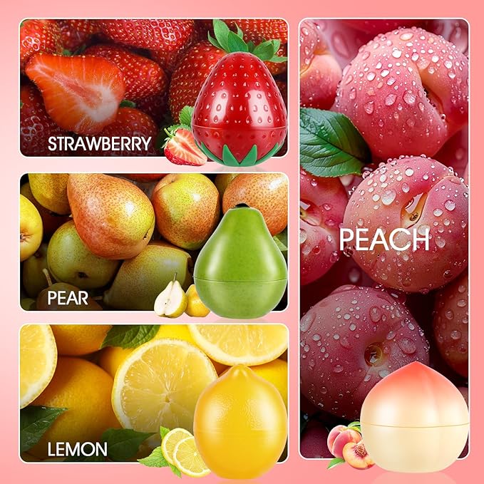 4 Pack Hand Cream Gifts Set For Women, Hand Lotion for Dry Cracked Hands, Birthday Gifts, Bridal Shower Favors, Thank You Gifts and Small Gifts for Women, 1.06 Oz (Strawberry, Pear, Lemon, Peach)