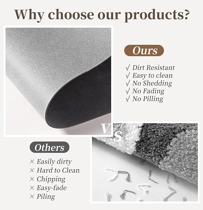 Bathroom Mat Rugs 47x17, Long Diatomaceous Earth Bath Mat Large Quick Dry Bath Mat Non Slip Rubber Backed Super Absorbent Shower Mat, Thin Bathroom Runner Rugs Floor Mat Fit Under Door, Grey