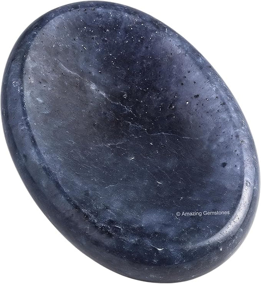Amazing Gemstone Iolite Worry Stone, Healing Crystals - Piedra Crystal Fidget for Gift, Meditation, Calming, Relaxation, Stress Relief