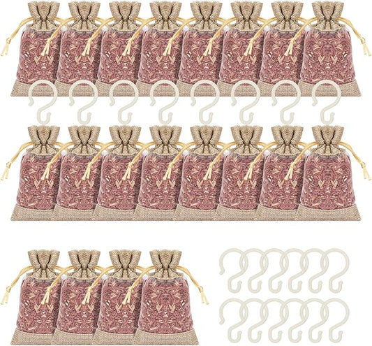 Homode Cedar Sachets for Clothes Storage, Pack of 20 Cedar Chips for Drawers and Closets, Aromatic Cedar Shavings Bags, Red Cedarwood Pouches for Shoes
