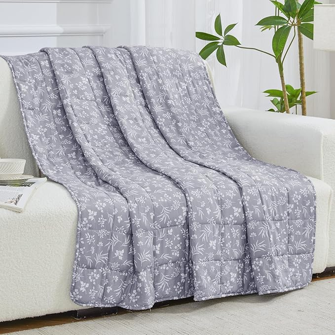 25 lbs Weighted Blanket Queen Size for Adults (60”x 80”, Dove Grey) Cooling Heavy Blanket for Sleeping Perfect for 240-260 lbs, Winter Thick Breathable Blanket with Premium Glass Bead