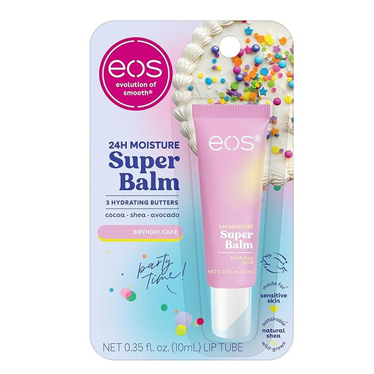 eos 24H Moisture Super Balm - Birthday Cake, Lip Mask, Day or Night Lip Treatment, Made for Sensitive Skin, 0.35 fl oz