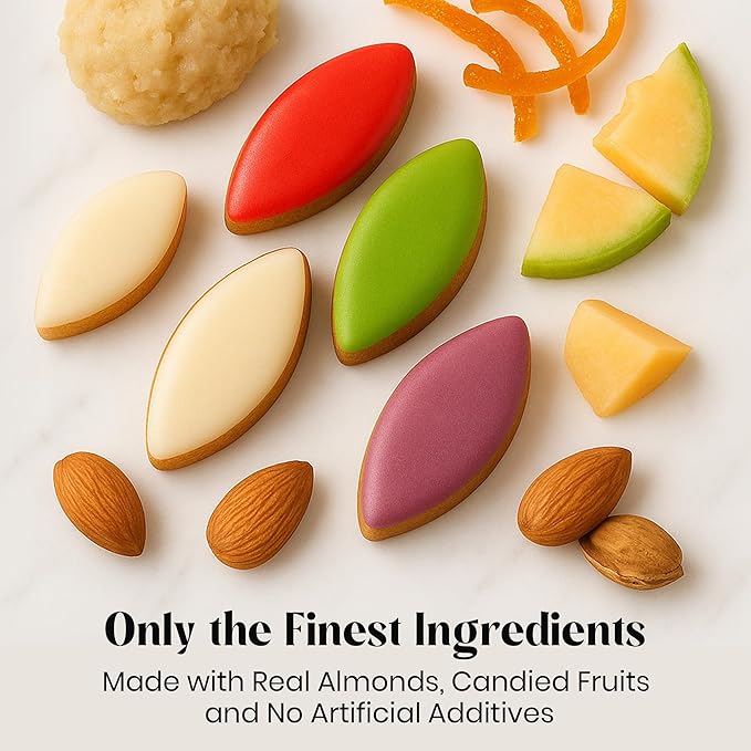 Andy Anand Chocolatier Calissons de Provence - Handcrafted Soft Almond Paste Candy, 5 Assorted Flavors with Candied Melons & Orange, Flown Fresh from France Authentic Divine Taste (28 Pcs, 12.3 Oz)