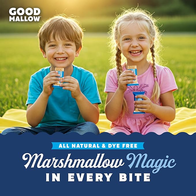 GoodMallow Vegan Rice Crispy Treats Individually Wrapped Box of 8, Kosher Vegan Snacks, Gluten Free Dairy Free Snacks for Kids & Adults - Healthy Sweets Made with Gourmet Marshmallows (Vanilla Bean)