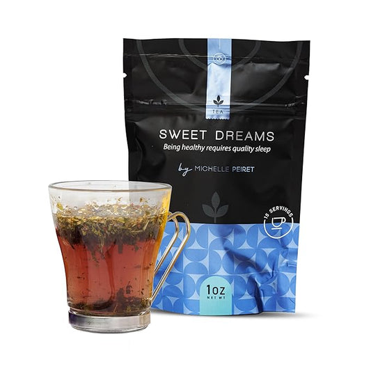 Michelle Peiret Sweet Dreams Sleep Tea Blend, Natural Bedtime Tea for Restful Nights, Raspberry Flavored, 15 Servings