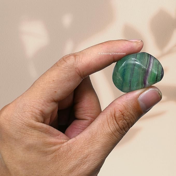 Amazing Gemstone Fluorite Crystals and Healing Stones Tumbled - 1 oz Fluorite Stone Gem Stones, Natural Healing Stones for Energy Balance, Stress Relief - Premium Polished Gems Rocks for Meditation