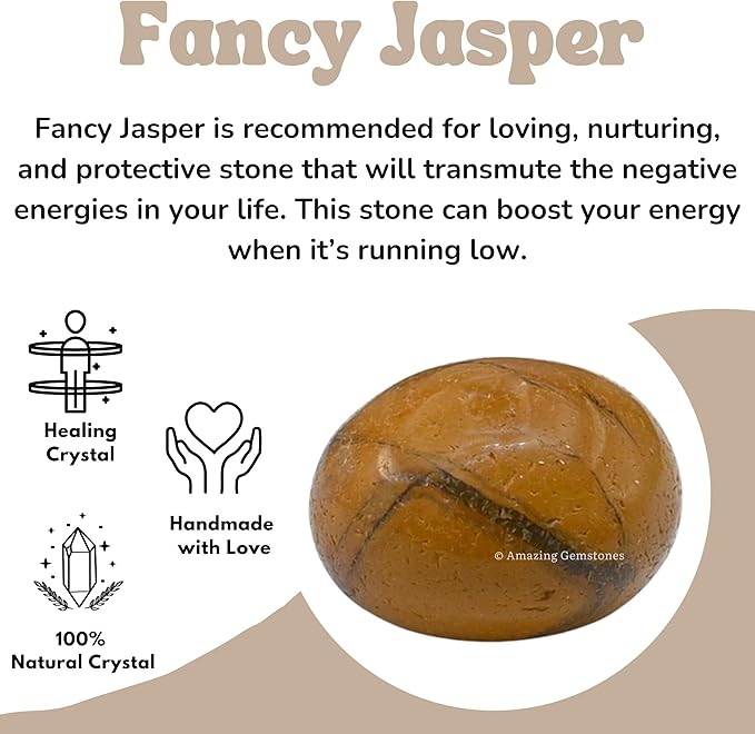 Amazing Gemstone Fancy Jasper Crystals and Healing Stones Tumbled - 1 oz Fancy Jasper Stone, Natural Healing Stones for Energy Balance, Stress Relief - Premium Polished Gems Rocks for Meditation