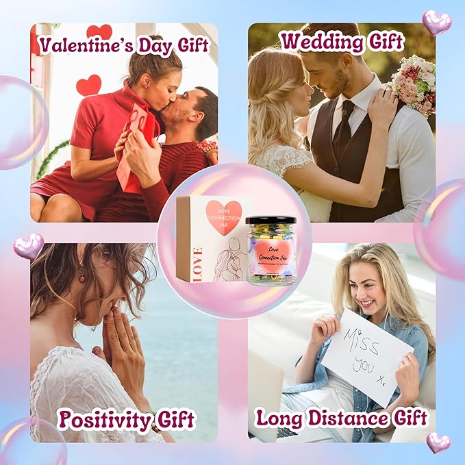 90 PCS Love Notes Jar, Long Distance Relationship Gifts, Gifts for Him, Couples Gifts, Gifts for Boyfriend Girlfriend Wife Husband, Gifts for Men, I Love U