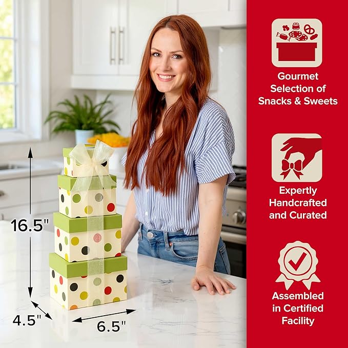 Broadway Basketeers Gift Basket Tower | Gourmet Food Gift Basket with Sweet & Savory Treats | Perfect Thank You Gift Baskets for Birthdays, Holidays, and Celebrations | Premium Snack Gifts