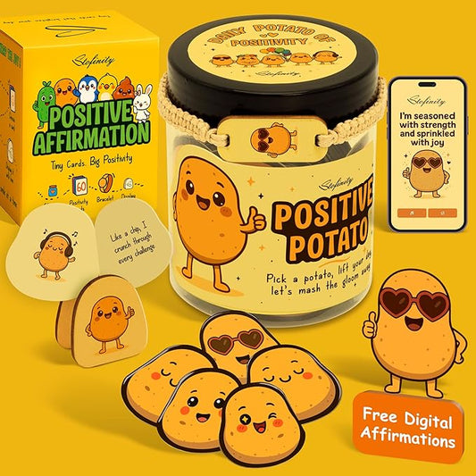 Emotional Support Potato Affirmation Jar - Funny Birthday Gifts For Women Friends Coworkers, Cute Positive Affirmations Cards Desk Decor, Back To School Teen Girl Gifts Trendy Stuff
