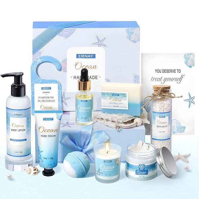 Gifts for Women, Birthday Gifts for Women, 12Pcs Ocean Relaxing Spa Gifts Basket, Bath and Body Gifts Set, Self Care Package for Mom, Wife, Girlfriend, Sister, Female Friends