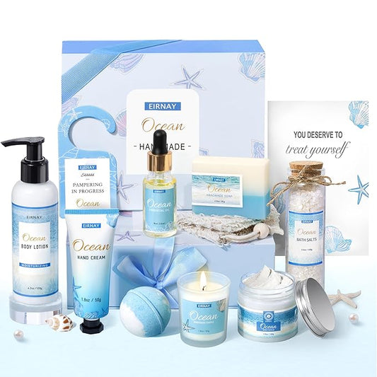 Gifts for Women, Birthday Gifts for Women, 12Pcs Ocean Relaxing Spa Gifts Basket, Bath and Body Gifts Set, Self Care Package for Mom, Wife, Girlfriend, Sister, Female Friends