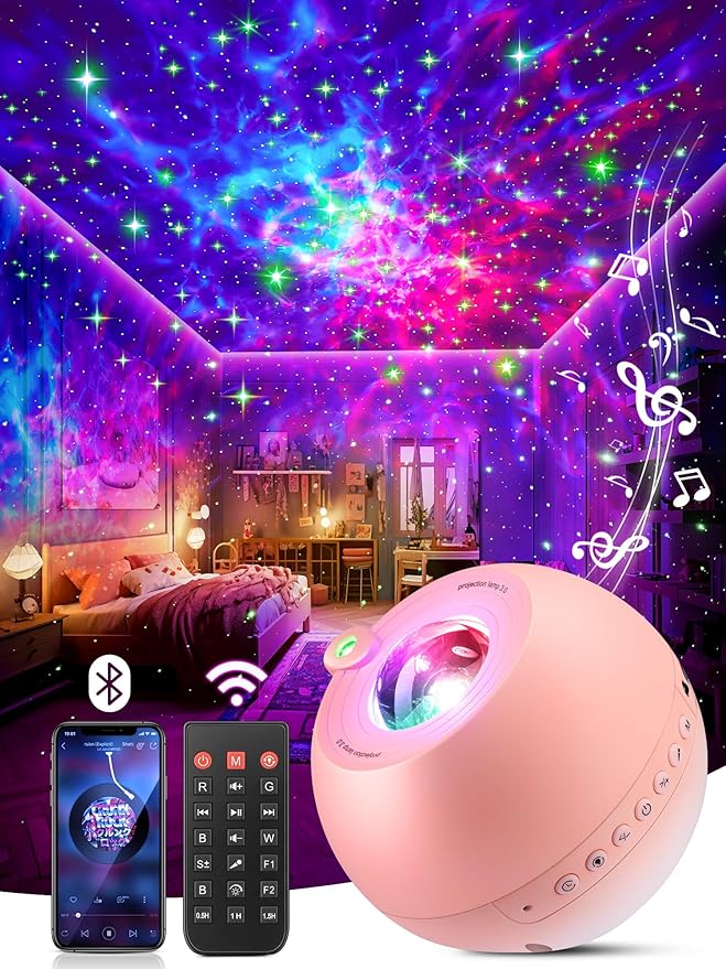 Galaxy Projector for Bedroom, 15 Colors Star Projector Galaxy Light Projector for Bedroom Night Light Projector,15 White Noises Bluetooth Star Lights for Ceiling Projector