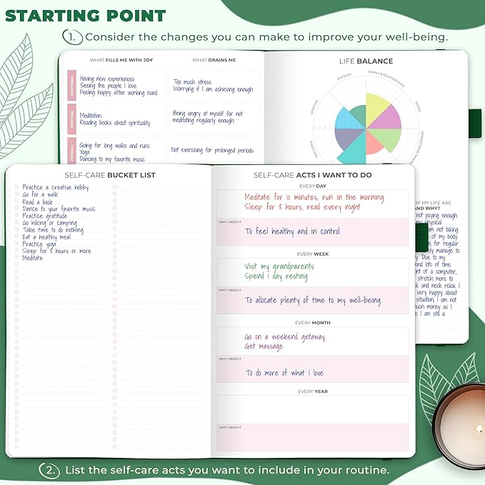 Clever Fox Self-Care Journal – Wellness & Daily Reflection Notebook – Mental Health & Personal Development – Self-Care, Meditation & Mood Journal for Women & Men – Large (Forest Green)