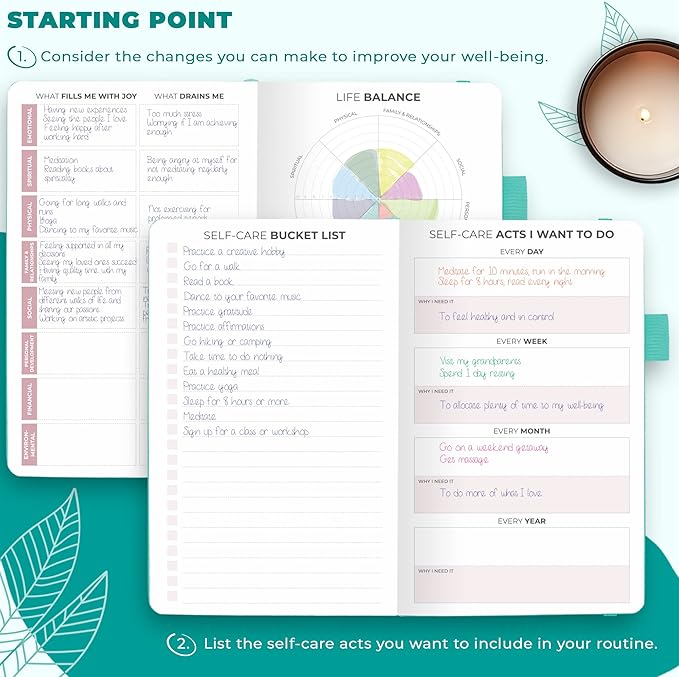 Clever Fox Self-Care Journal Pocket – Daily Reflection Notebook – Mental Health & Personal Development Planner, Meditation & Mood Log (Turquoise)