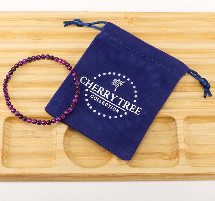 Cherry Tree Collection - Small, Medium, Large Sizes - Gemstone Beaded Bracelets For Women and Men - 4mm Round Beads