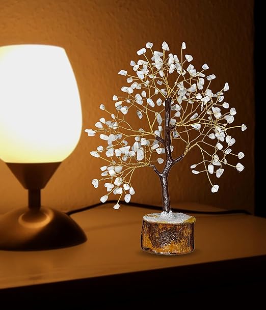 Amazing Gemstone Crystals and Healing Stones Birthday Gifts for Women - White Moonstone Tree of Life Home Decor Stocking Stuffers, Bookshelf, Room Meditation Gift Unique Birthday Gifts