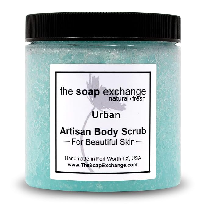 The Soap Exchange Sugar Body Scrub - Urban Scent - Hand Crafted 8 fl oz / 240 ml Natural Artisan Skin Care, Shea Butter, Exfoliate, Moisturize, & Protect. Made in the USA.