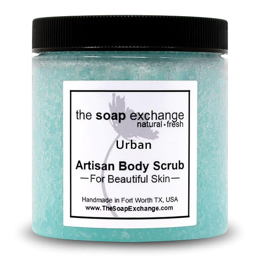 The Soap Exchange Sugar Body Scrub - Urban Scent - Hand Crafted 8 fl oz / 240 ml Natural Artisan Skin Care, Shea Butter, Exfoliate, Moisturize, & Protect. Made in the USA.