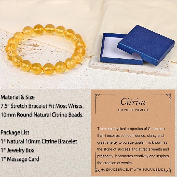 LPBeads Handmade Natural Gemstone Stretch Elastic Bracelet Healing Crystal Round Stone Beads Jewelry Gifts for Women Men