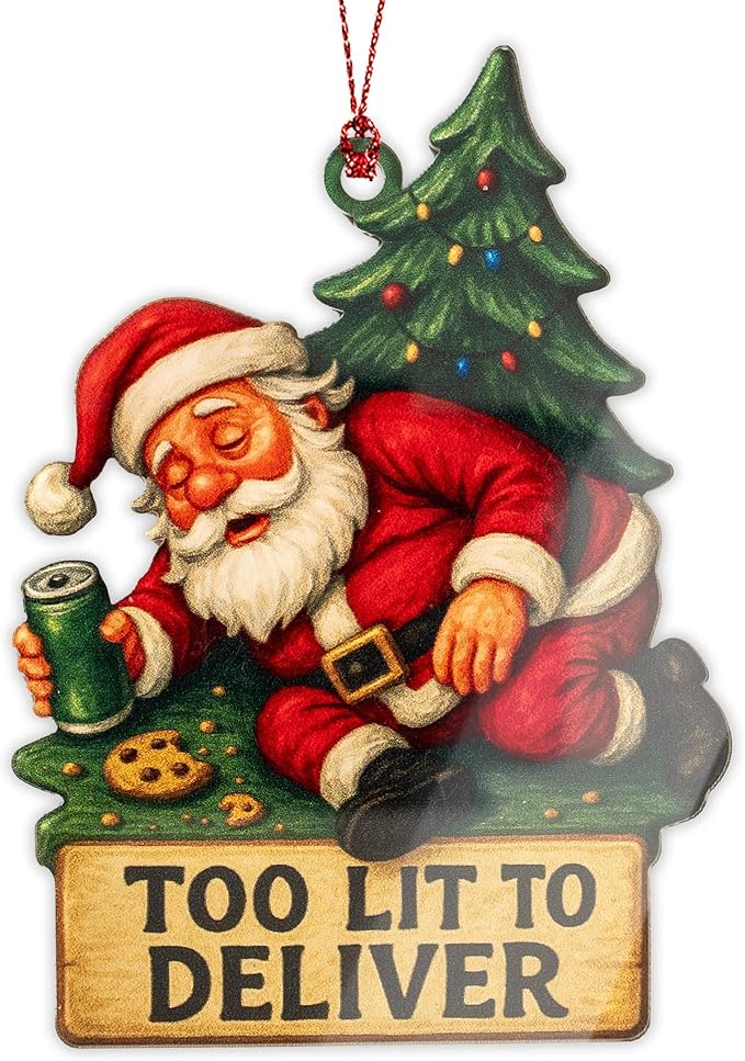 Funny Christmas Ornaments, Funny Gag Gifts, White Elephant Ornament, Raunchy, Hilarious, Unique Ornaments, Suncatcher Effect Window Hanging, Santagag Car Hanging