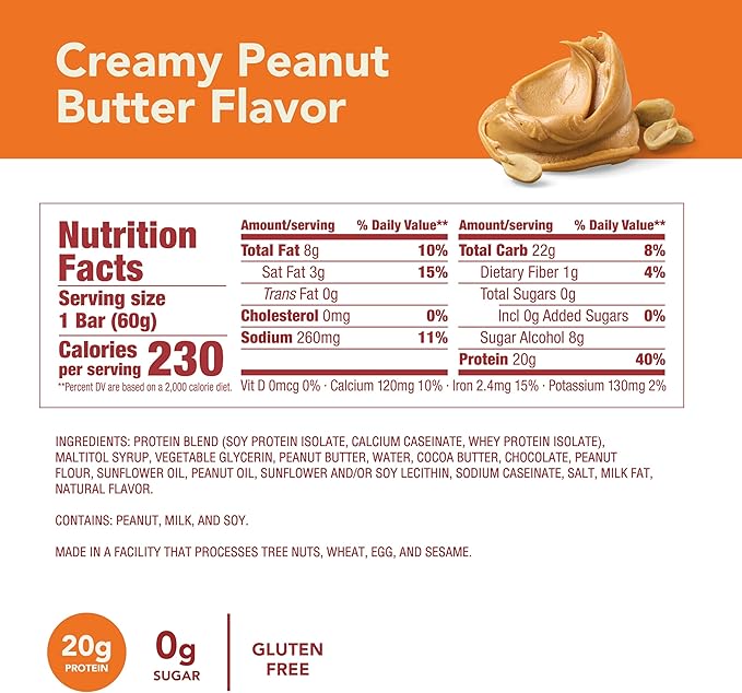 think! Protein Bars, High Protein Snacks, Gluten Free, Kosher Friendly, Creamy Peanut Butter, Nutrition Bars, 2.1 Oz per Bar, 30 Count (Packaging May Vary)