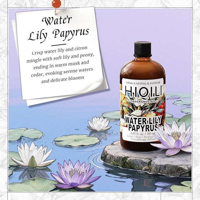 HIQILI Water Lily Papyrus Fragrance Oil for DIY Soap, Inspired by ISY-Myake L.d'Isy, Perfume, Candle Making, Fresh Scents for Laundry Dryer Balls, Gifts- 5.07 Fl Oz