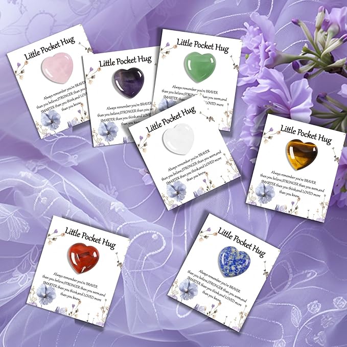40 Sets Bulk Little Heart Rocks Worry Stones Pocket Hug Token Gift Card for Friends Funeral Celebration of Life Favors Encouragement Gifts for Women Adults Party Favors