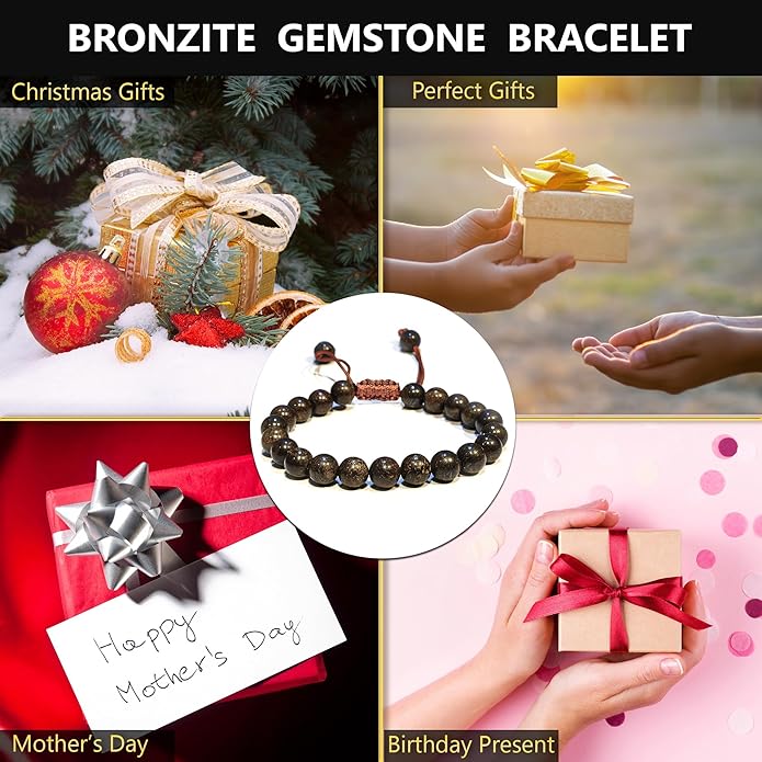 Energy Protection Crystal Handmade Adjustable Bead Bracelet Perfect for Men, Women’s Gift - Gemstone Healing Stretch Bracelet Pulsera Para Hombre Mujer Stocking Stuffer