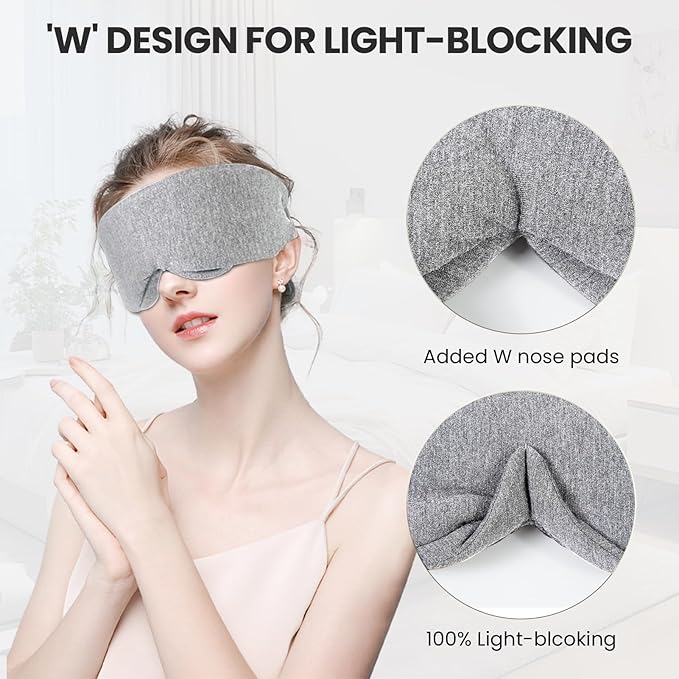 3D Eye Mask Sleep Mask for Travel Light Blocking Comfortable Eyemask Lightweight Non-Press Sleeping Mask Eye Protection for Deep Sleep Optimal Sleep Experience (White)